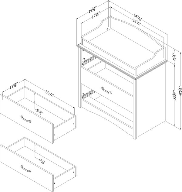 Standard changing table outlet dimensions